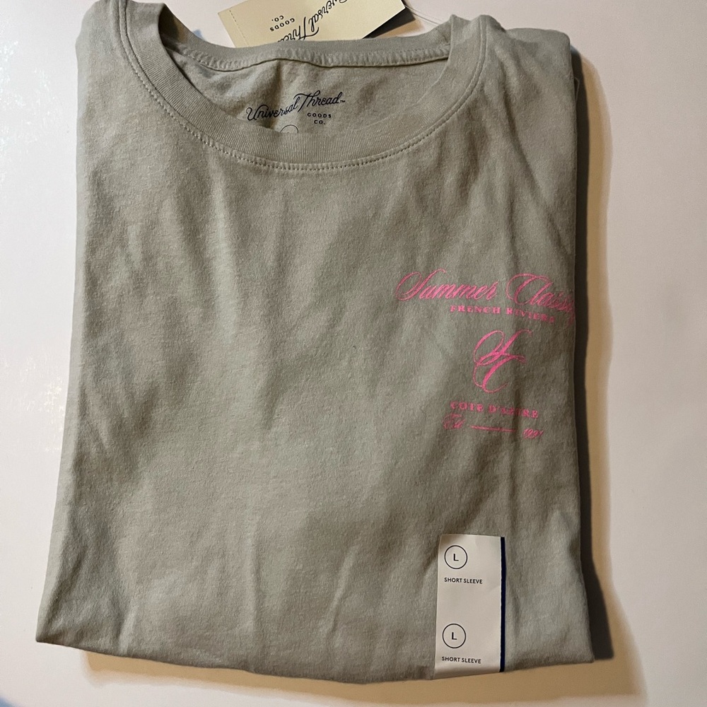 Gray T-Shirt with Pink Logo